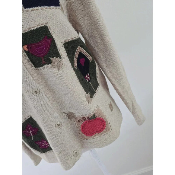 Croft & Barrow Fall Leaves Angora Wool Grandma Core Patchwork Cardigan Sweater S - Picture 5 of 12